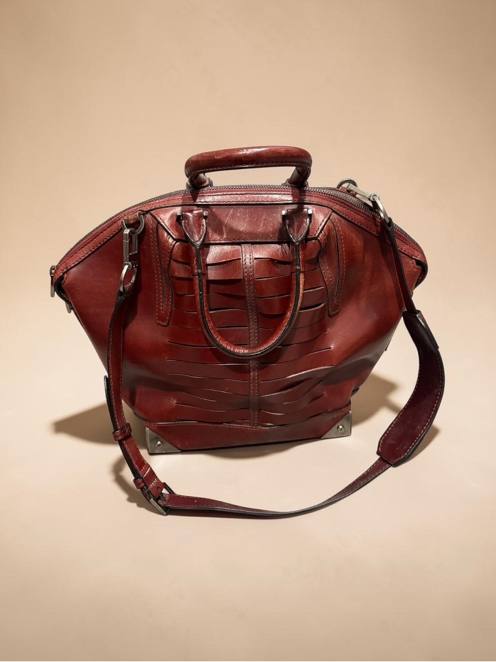 Alexander Wang Emile Burgundy Leather Satchel  Bag